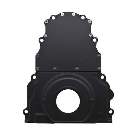 Cfr Performance Aluminum Chevy LS Two Piece Timing Chain Cover without Cam Sensor Hole - Black HZ-6009-PBK
